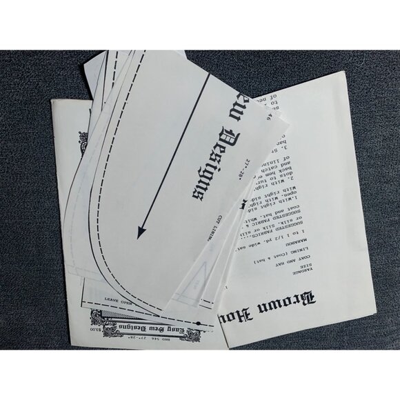 Antique-Style Marabou Trimmed Coat & Hat 27"-28" Doll Pattern Brown House Dolls - Picture 2 of 3